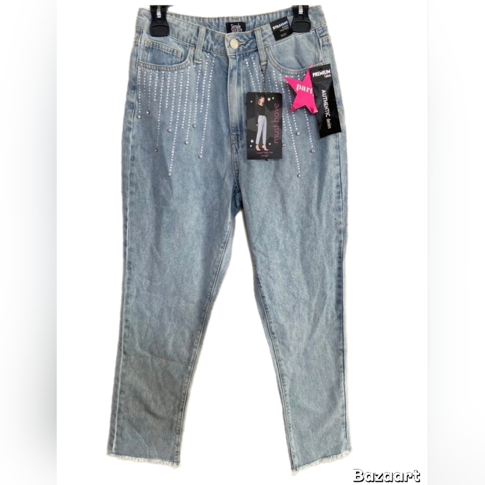 Silver Studded Straight Leg Jeans